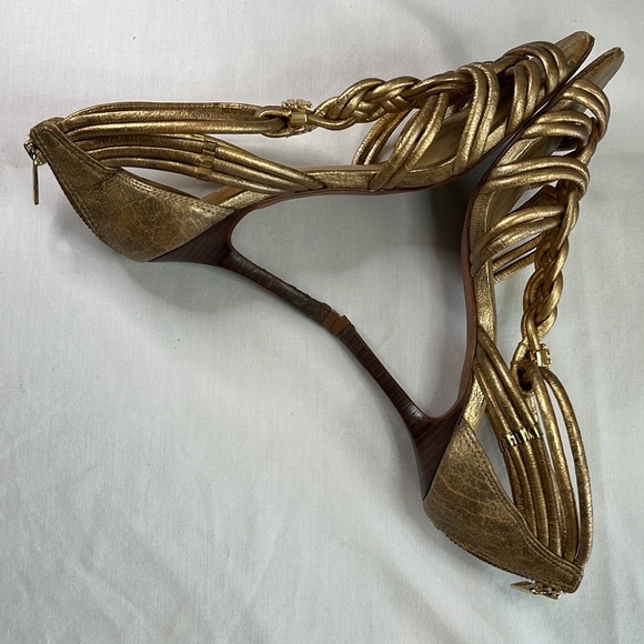 Tory Burch Constance gold braided T-strap high heels - Picture 6 of 15